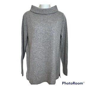 TALBOTS GRAY 100% CASHMERE MOCK NECK SWEATER SIZE MEDIUM